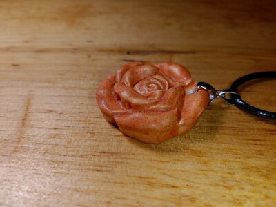 Handmade Ceramic Floral Shaped Pendant | Peach Color Flower Pendant Necklace with Braided Leather Necklace - image4